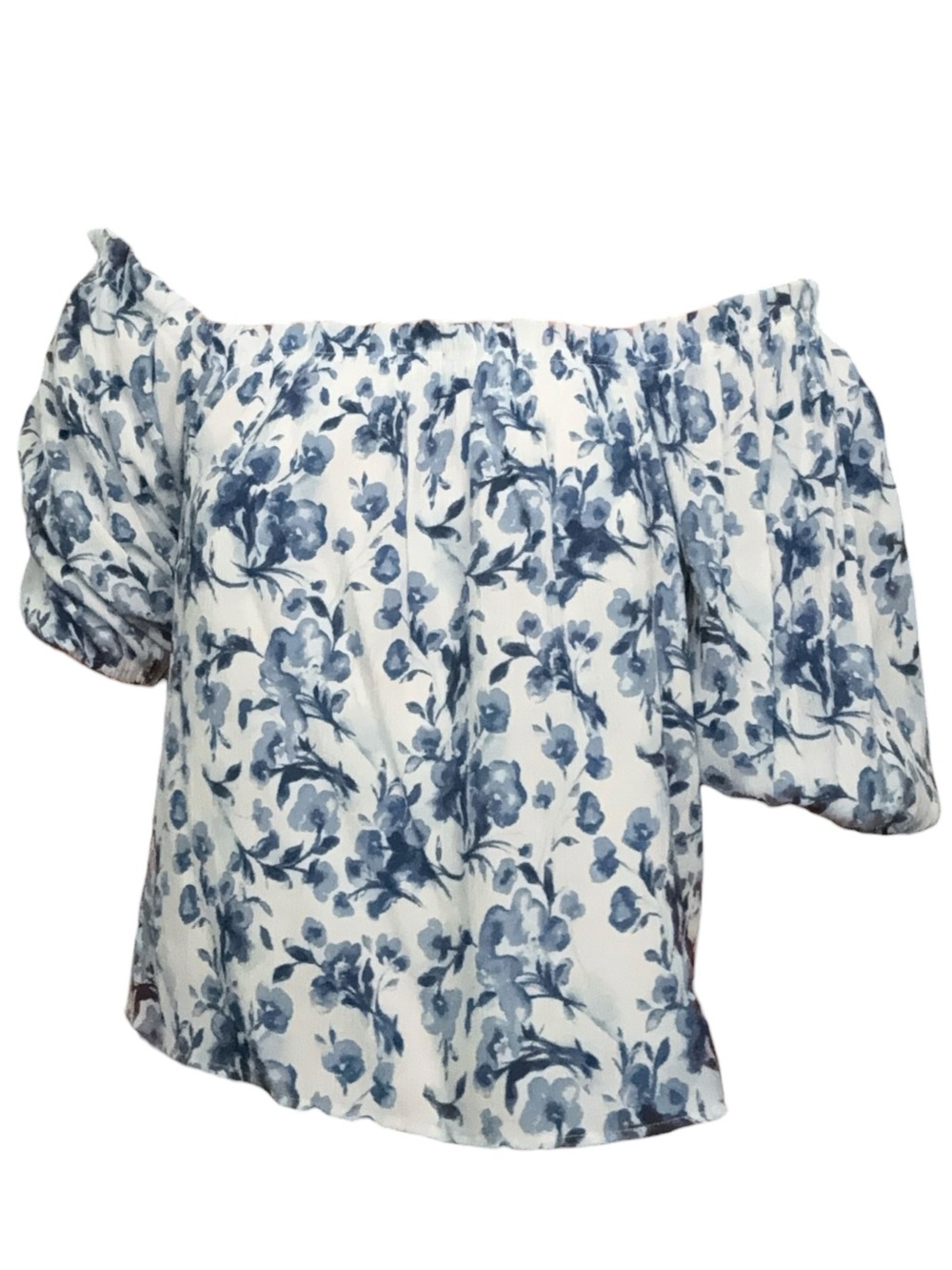 Off-Shoulder Blue Floral Women’s Top